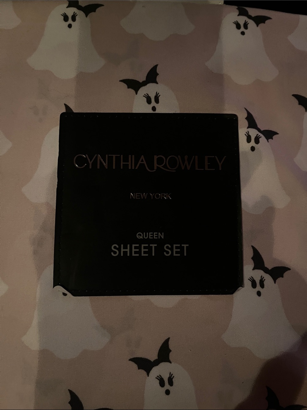 Cynthia Rowley Pink Ghost Print Queen Sheet Set
